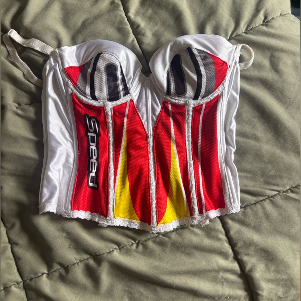 Speed, red white and yellow corset